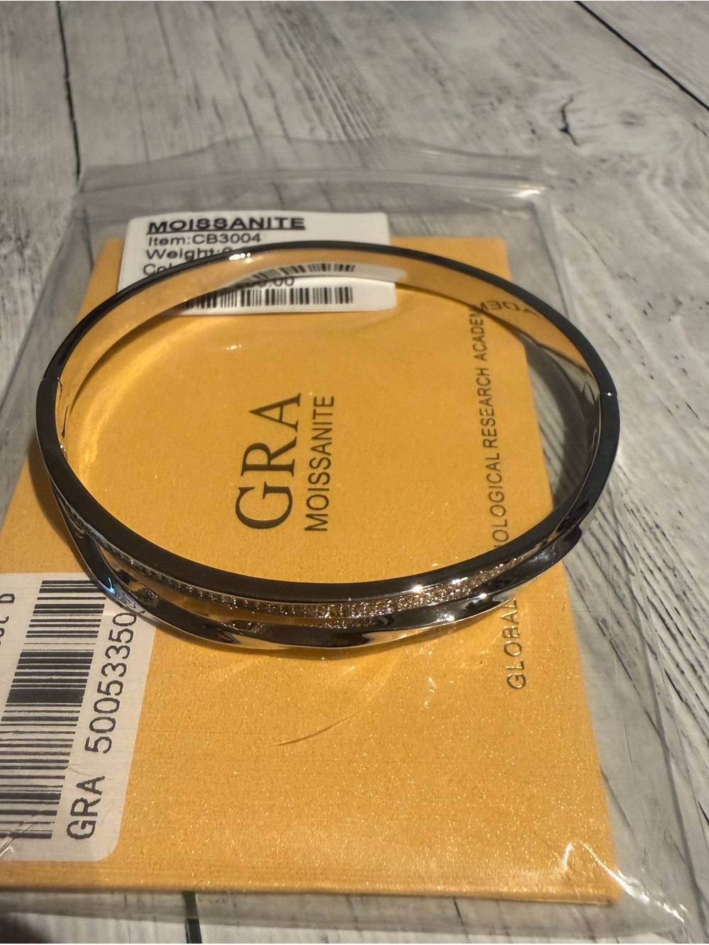 GRA Moissanite Silver-Tone Bangle Bracelet in Silver